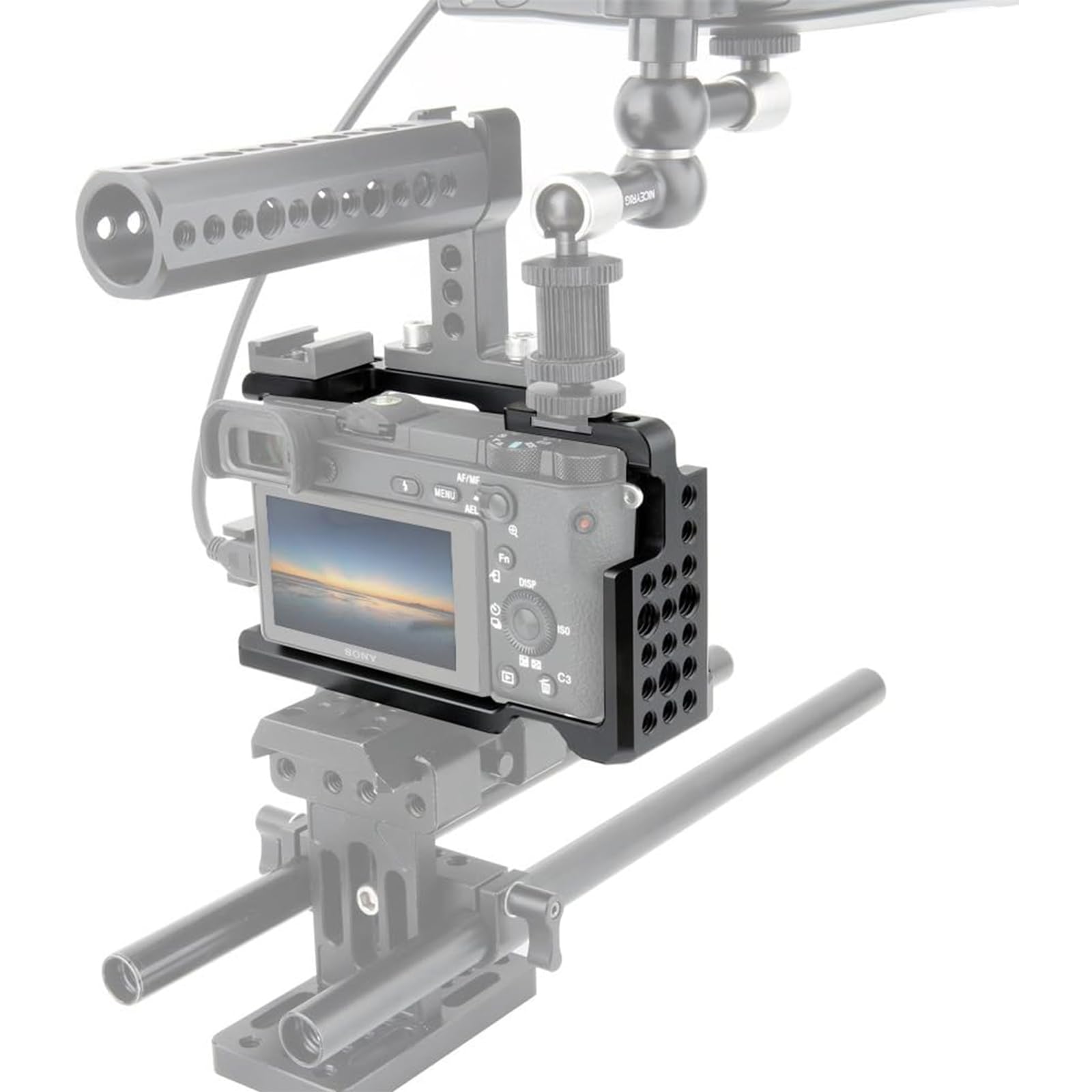 NICEYRIG Aluminium Kamera Käfig für So-ny A6100 A6400 A6300 A6000 NEX7 mit 1/4” Gewinde und Cold Shoe