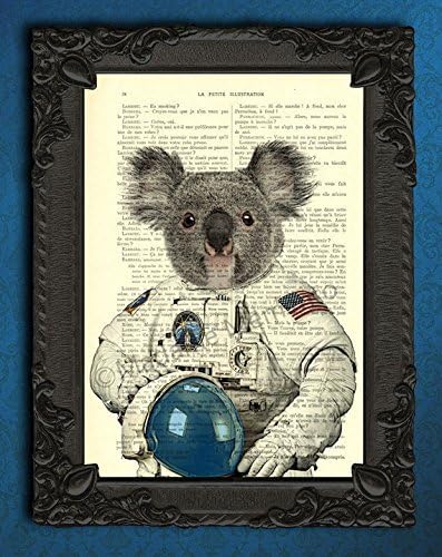 Koala bear astronaut wall decorations, cosmonaut poster