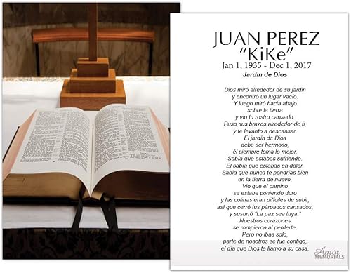 Tarjetas Funerales De Recordatorio (50 tarjetas) FPC051ES Biblia (Personalizado - Selecciona oración)