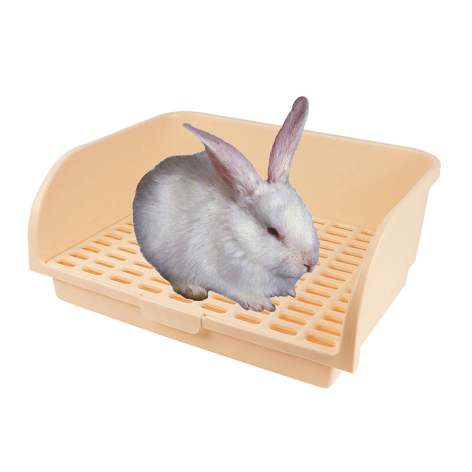 Fenteer Große Kaninchentoilette Haustiertoilette für erwachsenes Tier Erwachsene Hase Kaninchen Meerschweinchen Frettchen Katzentoilette Töpfchentrainer, Beige