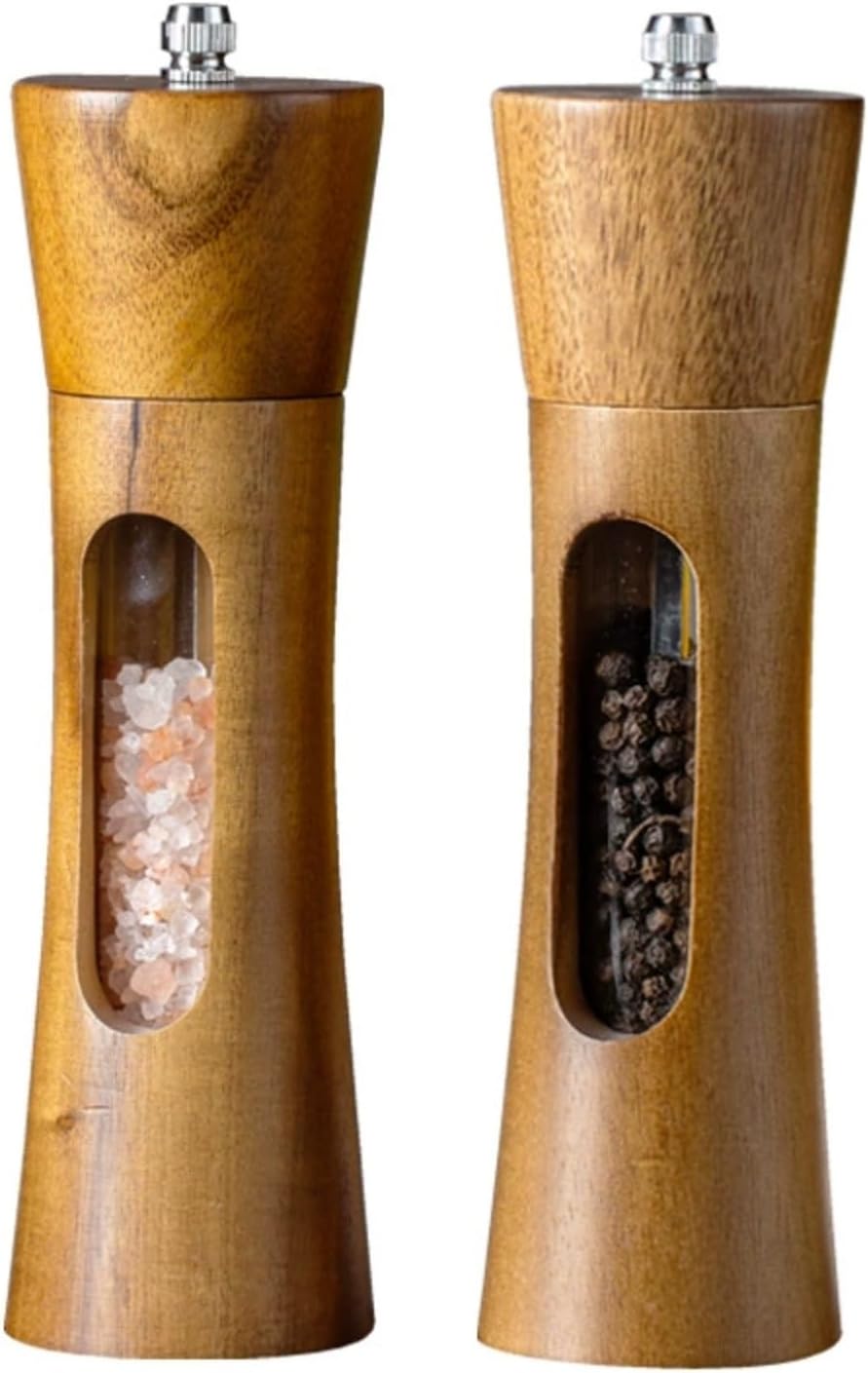Pepper grinder,salt and pepper shakers,pepper mill,Salt and Pepper Grinder Set of 2 Wood Pepper Mills with Adjustable Coarseness for Kitchen