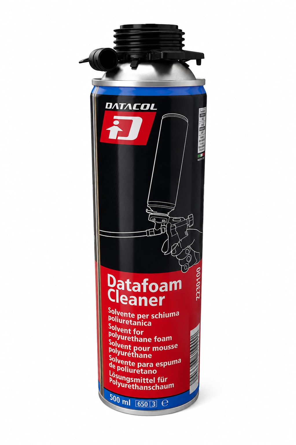 DATAFOAM CLEANER 500 ml – Solvente limpiador espuma poliuretano – PACK 12 – Aerosol para limpieza de pistolas PU y espuma fresca – DATACOL
