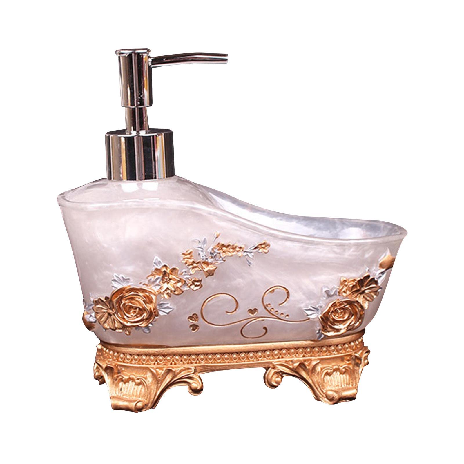 Dispensador de Jabón con Bomba Manual en Botella Recargable de Resina para Loción Y Shampoo Tocador Cocina Decoración de Baño, B Blanco, Individual