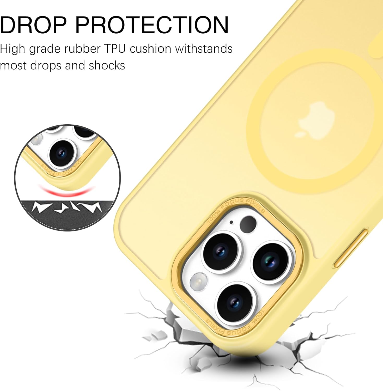 Telaso for iPhone 16 Pro Case, iPhone 16 Pro Phone Case Compatible with Magsafe Translucent Matte Back Slim Fit Full Body Shockproof Anti-Yellow Cover for iPhone 16 Pro 6.3",Yellow - Image 3