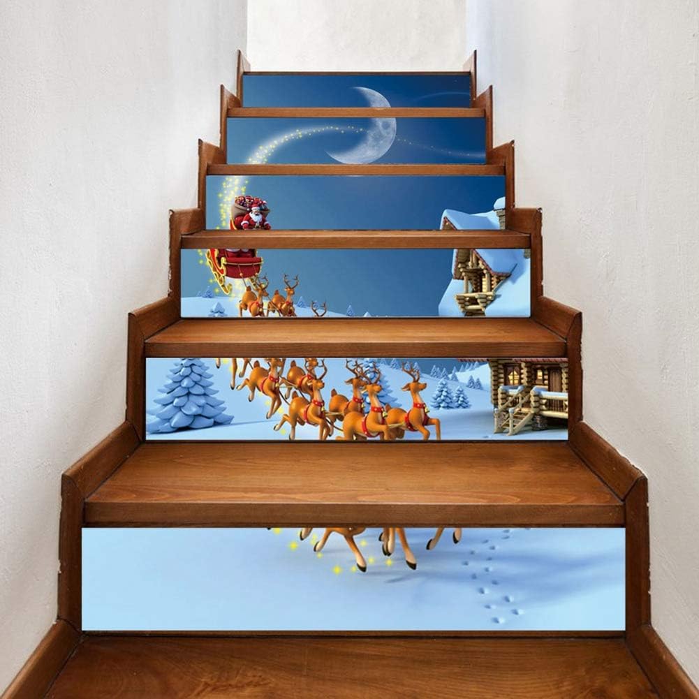 TOPINCN 6pcs Modern Multicolor Cartoon Christmas Stair Decals, Waterproof Sticker Decoration for Wall Floor, Stair - Image 3