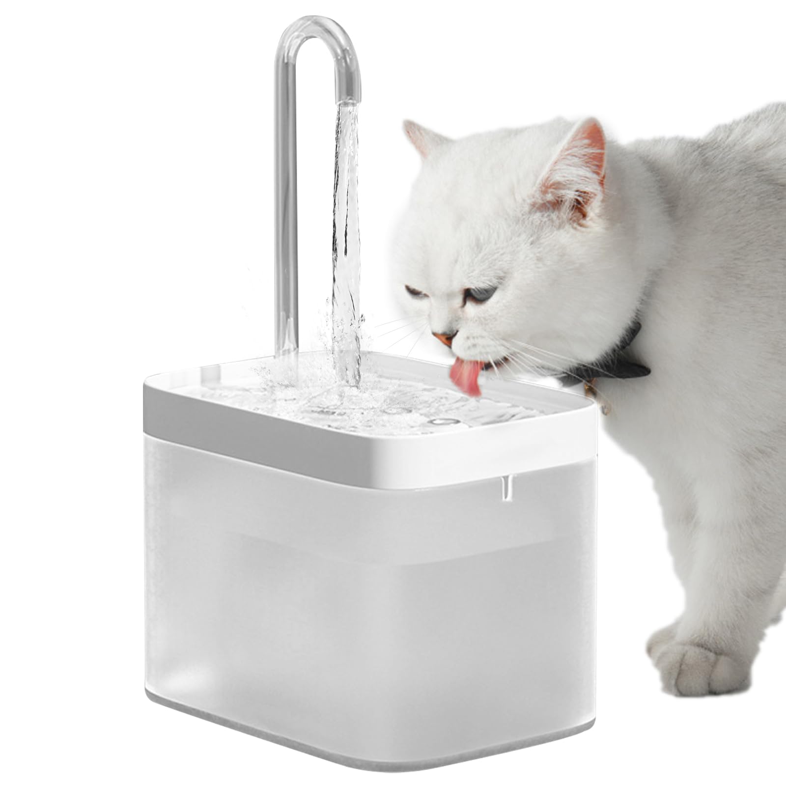 Cat Water Fountain for Drinking, 1.5L Ultra Silent Cat Fountain with 3 Speeds Automatic Pet Water Fountain with Anti-Dry Function for Cats Puppy Indoor Use (White B)