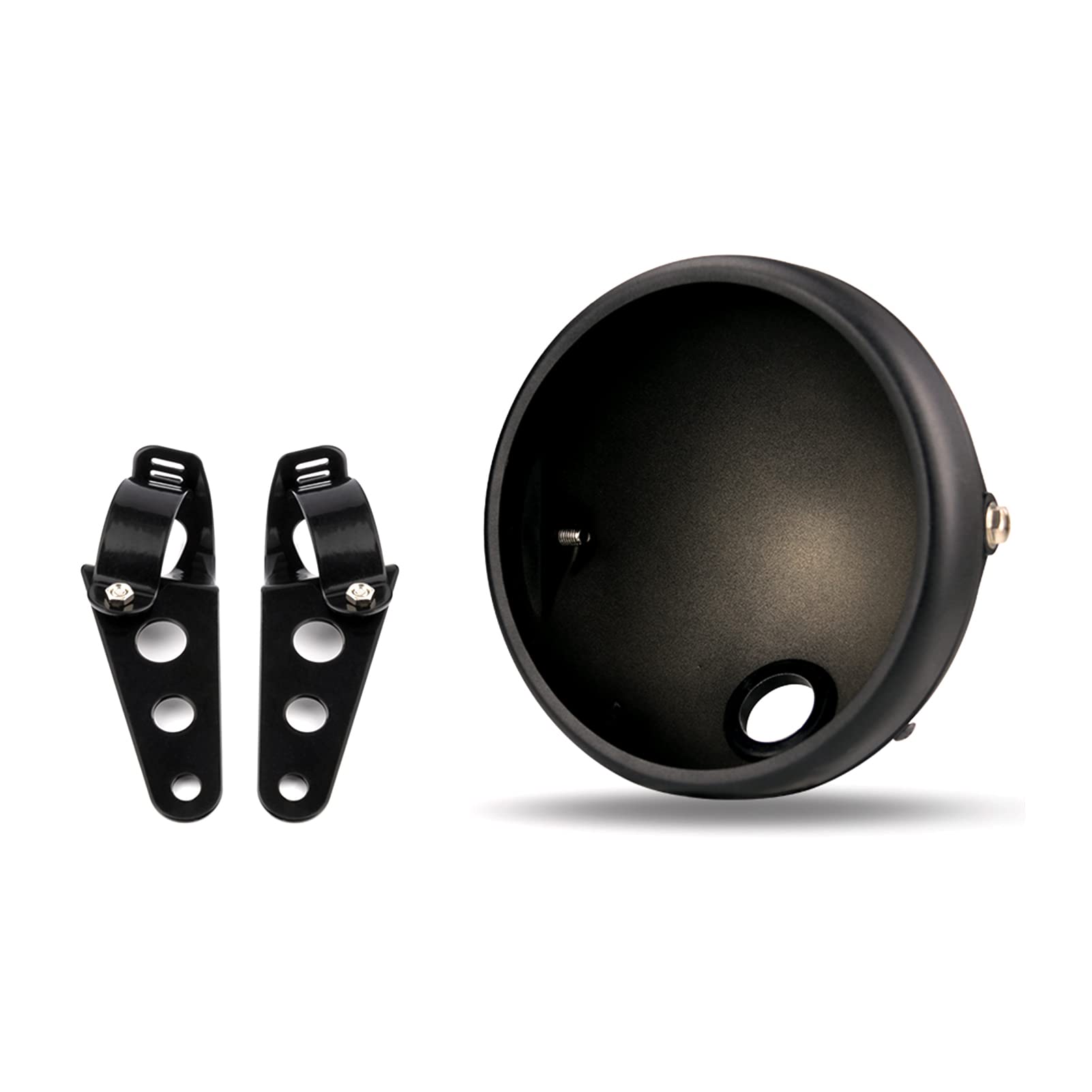 Ausla 7 Inch Headlight Housing, Steel Shell with Brackets, Suitable for Custom Motorcycles and Cafe Racers (Headlight Shell Brucket 35-43mm)