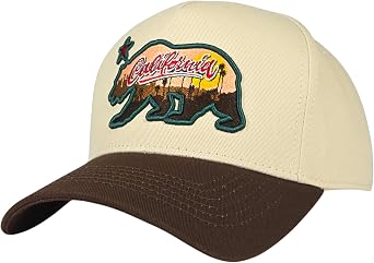 California Republic Bear Embroidered Snapback A Frame Trucker Hat