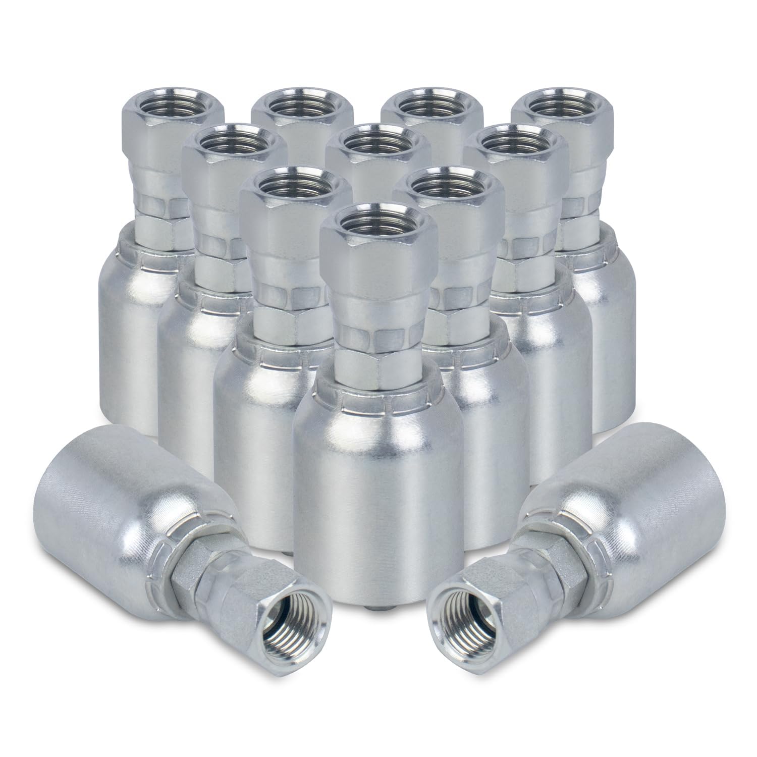 AKM 12-Pack 3/8 Hose x 3/8 JIC 37° Hydraulic Hose Fittings Female Hydraulic Hose End Swivel Crimp Fitting Coupling Hydraulic Fittings