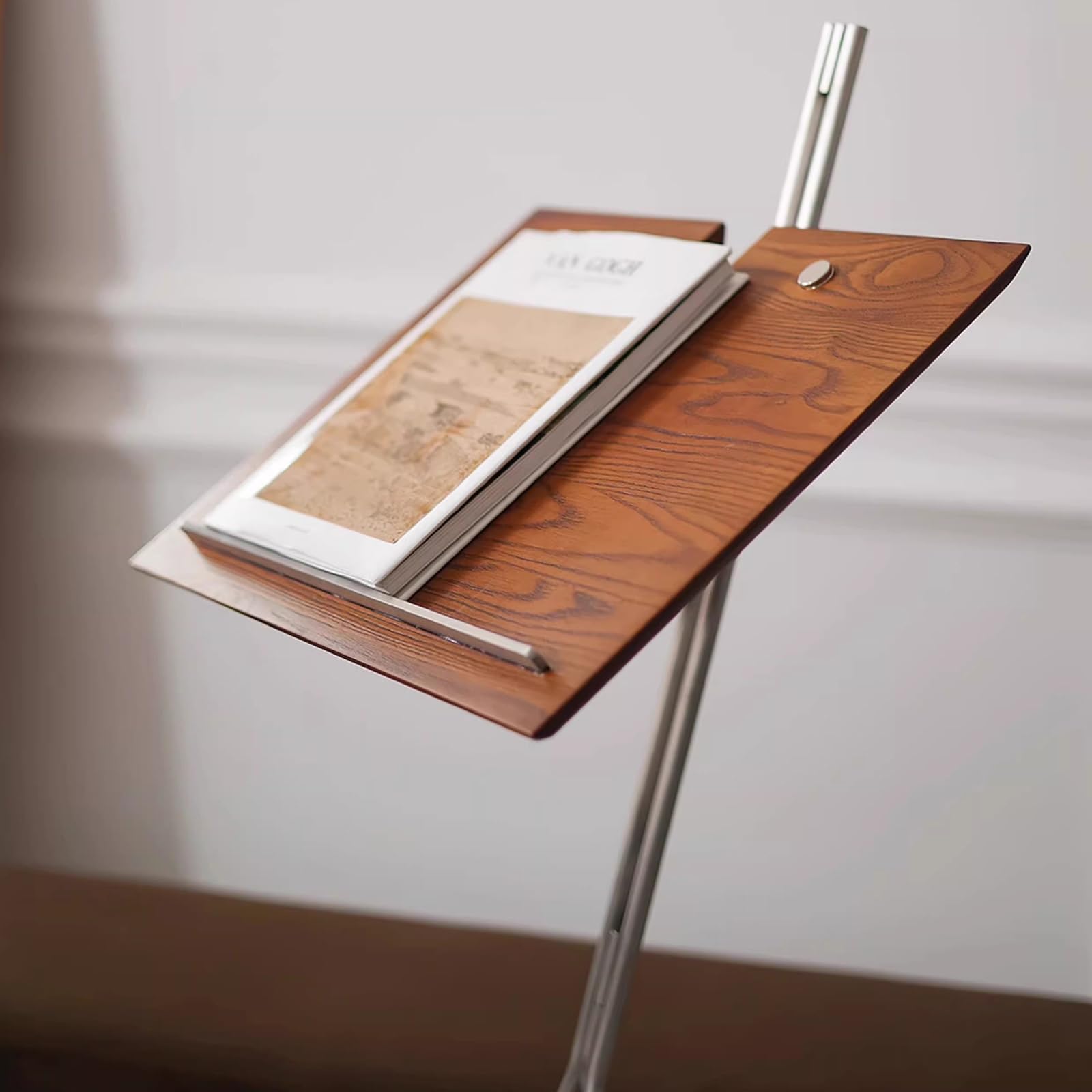 Soporte de lectura para libros, manos libres, trípode de madera plegable, 35 x 45 cm, para oficina en casa y música, altura 125 cm