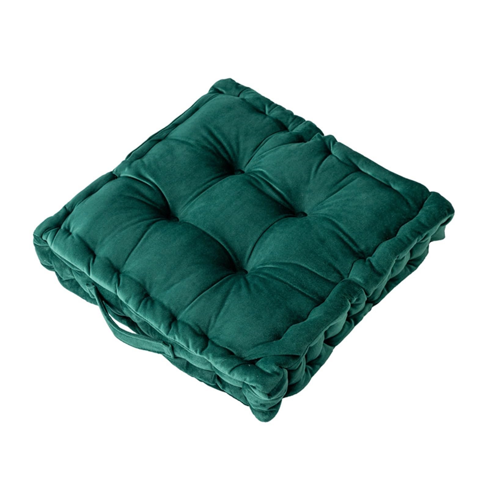 Oreiller de sol pour méditation et yoga JingNian coussin carré vert foncé en velours