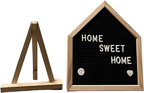 Tablero de letras con forma de casa de madera de roble premium con dos juegos de letras y emojis, decoración ideal para el hogar y anuncio de bebé