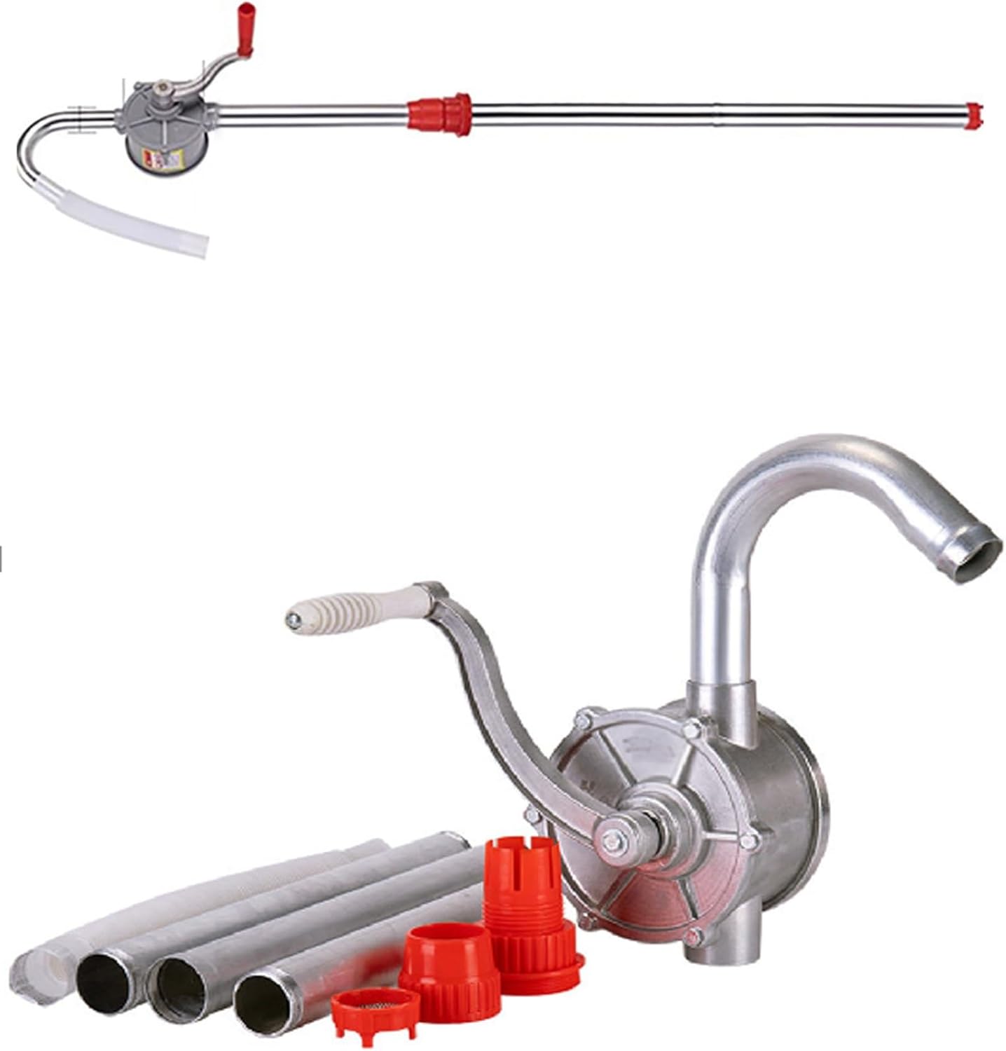 50L/min Rotary Hand Pump, Aluminum Alloy Manual Oil Transfer Pump for Diesel Gasoline Kerosene Tank Barrel(2.5cm/0.98in)