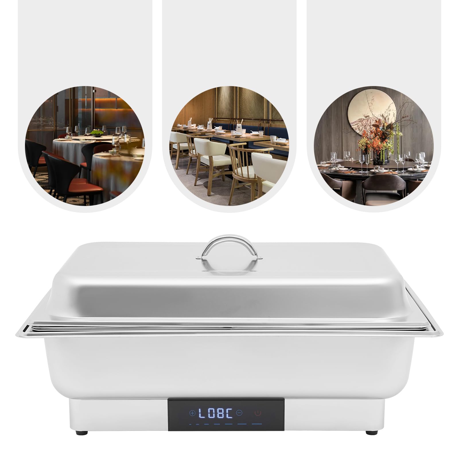 Set da buffet elettrico in acciaio inox, per hotel, caffetterie, ristoranti, feste di famiglia, 56 x 36 x 26 cm