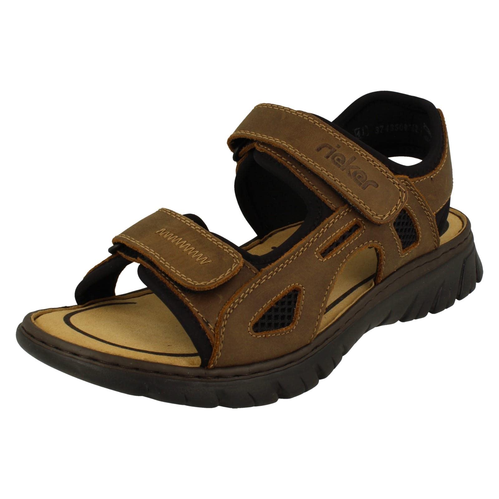 Rieker Men's Cream 26761 Cross Strap Sandals Brown - Size: 8