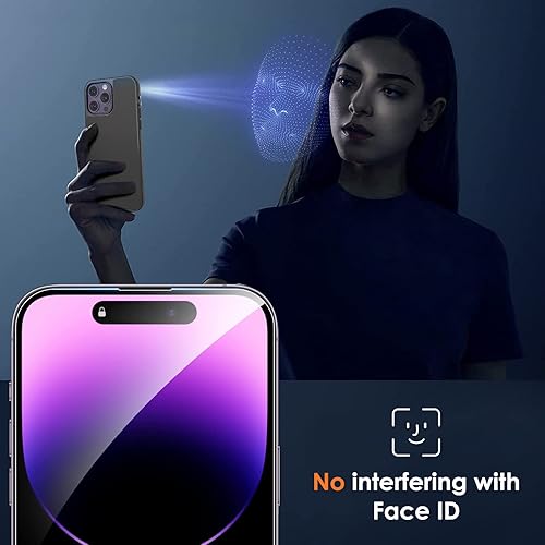 Miniatura 5 de YMHML - Paquete de 3 protectores de pantalla para iPhone 14 Pro con 3 protectores de lente de cámara, protector de pantalla completo de vidrio