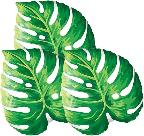 Juego de 3 globos de fiesta de papel de aluminio de hoja tropical de filodendro de 21 pulgadas