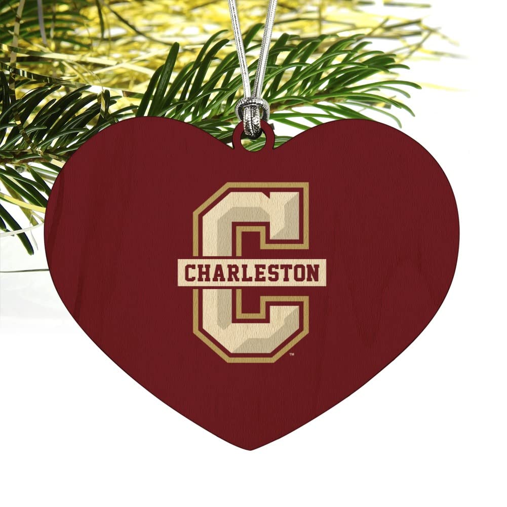 GRAPHICS & MORE College of Charleston Cougars Logo Heart Love Wood Christmas Tree Holiday Ornament