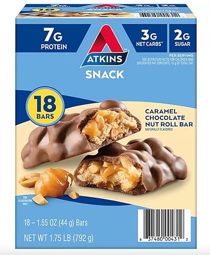 Atkins Barra de aperitivos rollo de chocolate y nueces de caramelo apto para dieta keto 20 unidades disponible en Yaxa Colombia
