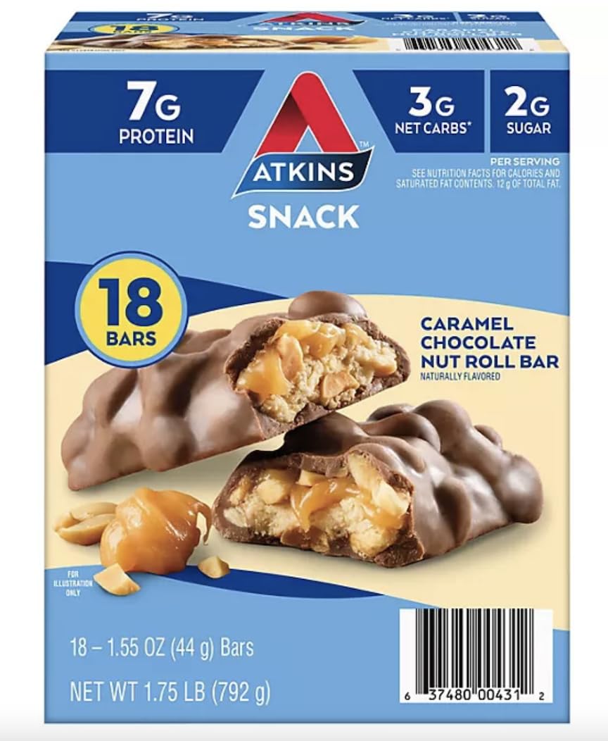 AtkinsSnack bar, Caramel Chocolate Nut Roll, Keto Friendly (20 ct.), 31 Ounce