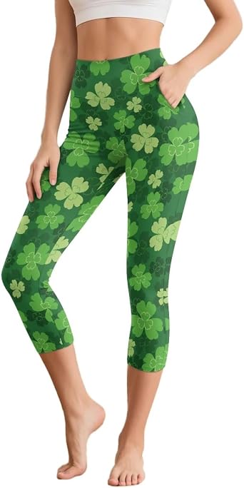 High Waisted Yoga Pants for Women with Pockets Stretch 3/4 Compression Leggings Casual Workout Leggings for Women
