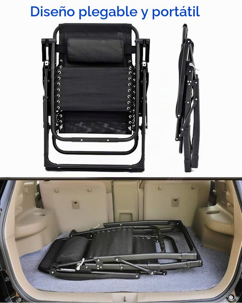 Sillas de Gravedad Cero Sillas extragrandes para Personas de Trabajo Pesado, sillones reclinables de Patio Extra Anchos Tumbona para Tomar el Sol en la Playa, Soporte 440 lbs.