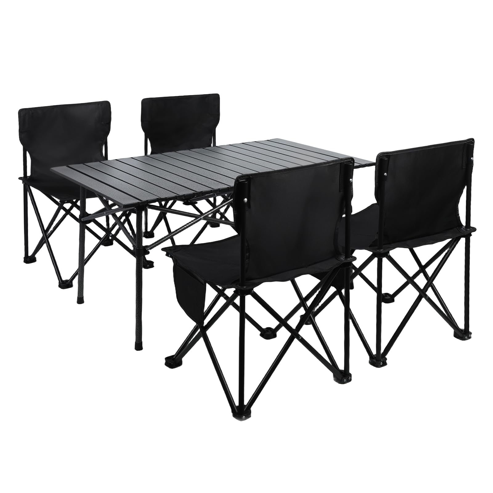 Table de camping pliante structure métallique robuste avec sac et 4 chaises