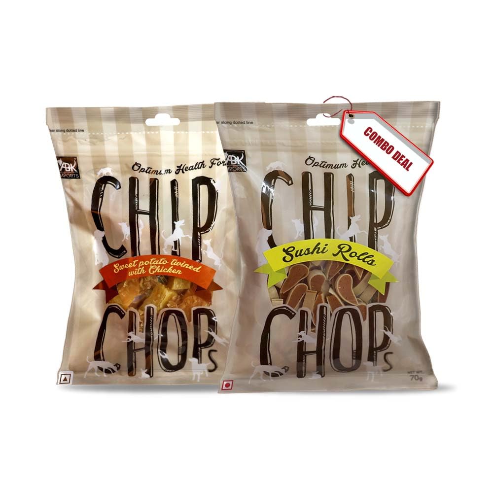 Chip Chops Dog Treats Combo (Sweet Potato Chicken, 70g and Sushi Rolls, 70 g) - Protein Rich, Healthy & Training Snacks for All Dog Breeds (B09KN3L2H7) Amazon Price History, Amazon Price Tracker