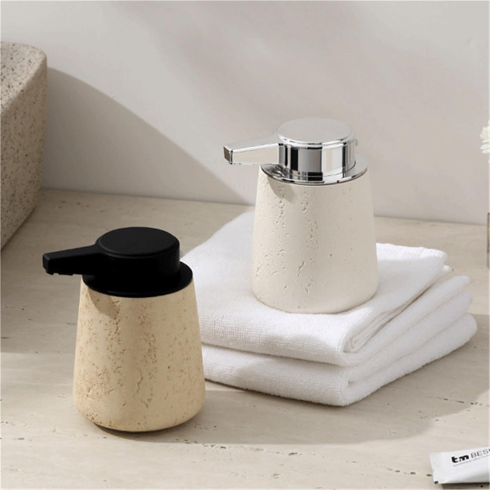 distributore di sapone Dispenser Di Sapone In Pietra Arenaria Adatto For Cucine E Bagni(Yellow)