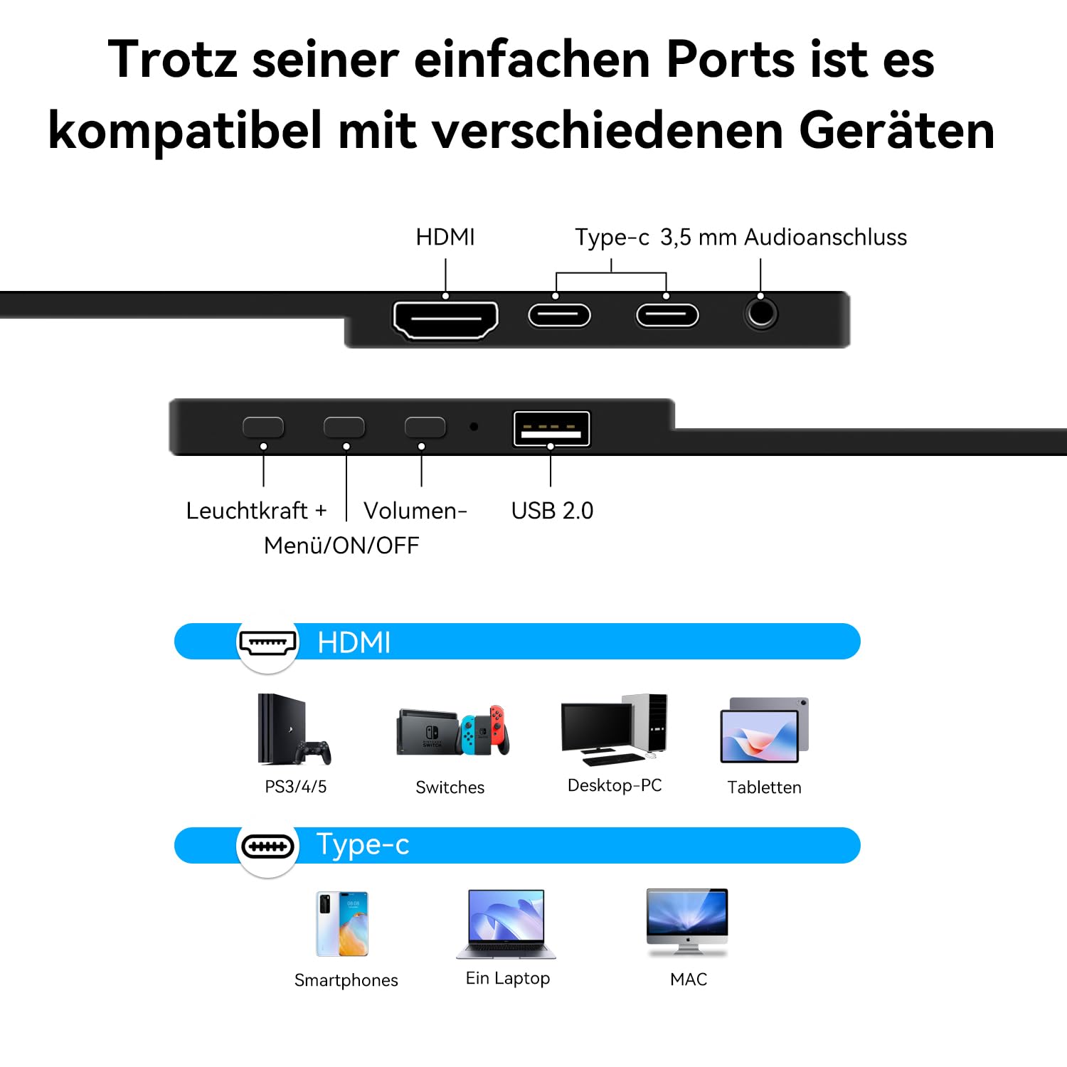 14 Zoll Touchscreen Tragbarer Monitor 1920X1200P Ultra Slim & Lightweight Randlos FHD IPS HDR Portable Gaming Laptop Traveling Sub Monitor für Laptop Mac PC Xbox PS4/5