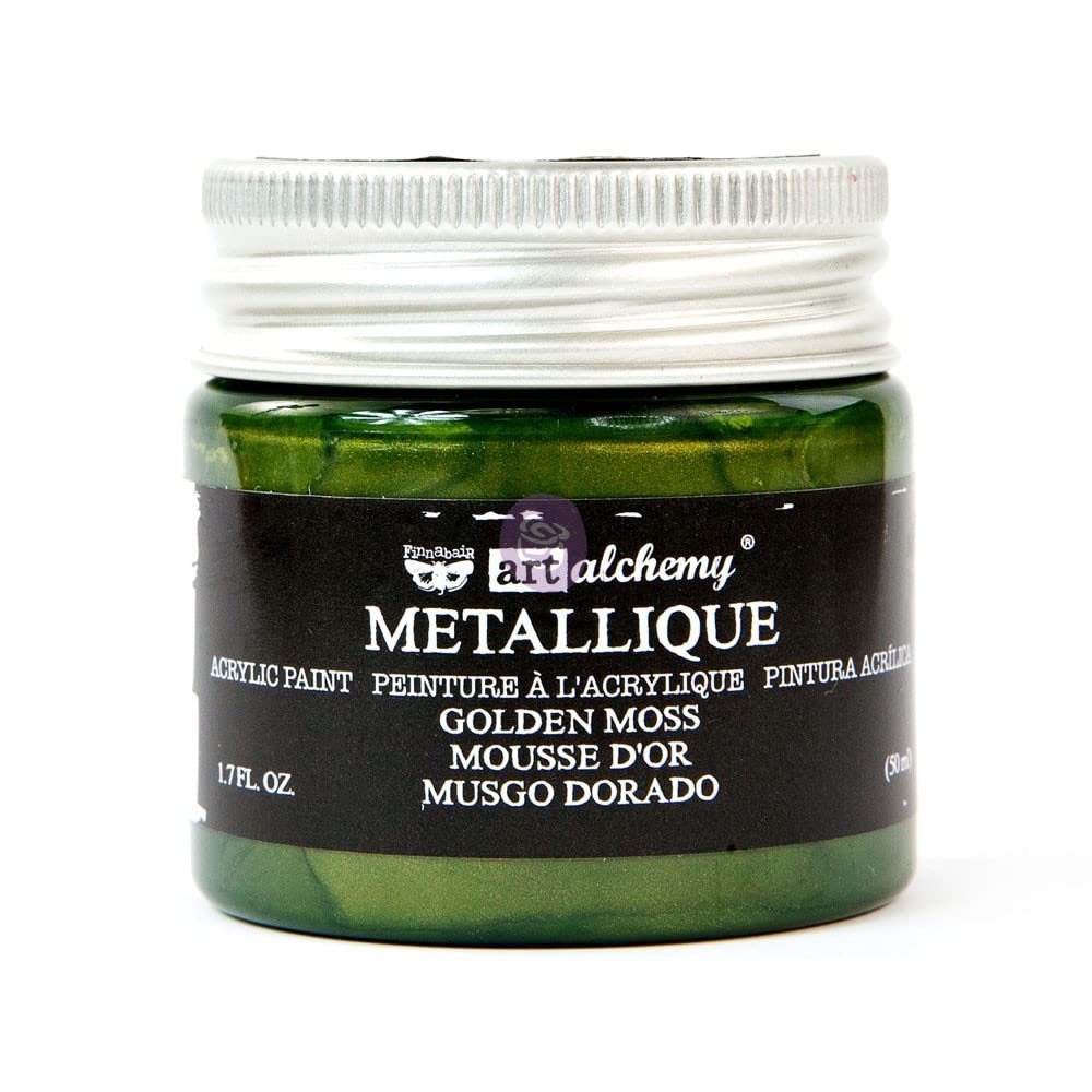 Prima Marketing Metallique Golden Moss Finnabair Art Alchemy Acrylic Paint, 1.7 Fl Oz (Pack of 1)