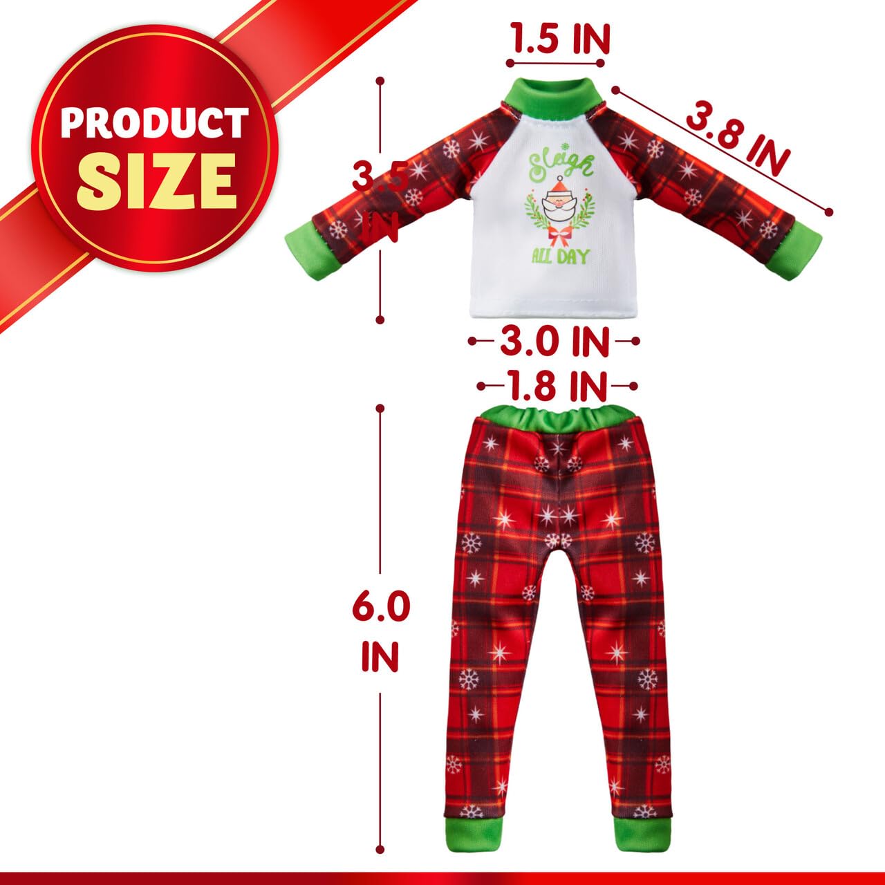 JOYIN Weihnachtselfen-Zubehör, hässliche Pullover für Puppe, Weihnachtsmann und Schneemann, klassischer Stil, Pyjama, Weihnachtspuppenkleidung, Weihnachtspullover für Puppe, Grün, Rot, 4 Stück