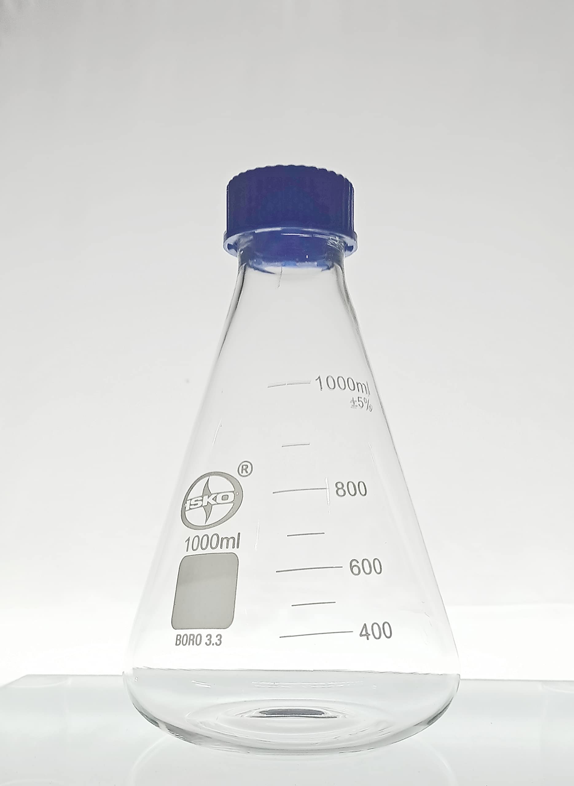 ISKO® Set of 2 Conical Flask With Screw Cap and Graduation (250ML, Borosilicate Glass)