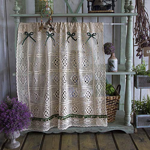 Opiniones de Cortinas de media altura al mejor precio. 46 LumaGrove Cenefa de Cortina Transparente Beige, Cortinas Cortas Tejidas a Mano de Estilo Shabby Chic, Cortinas de Media Altura for decoración de Ventanas(W85*H76CM(W33*H30inch))