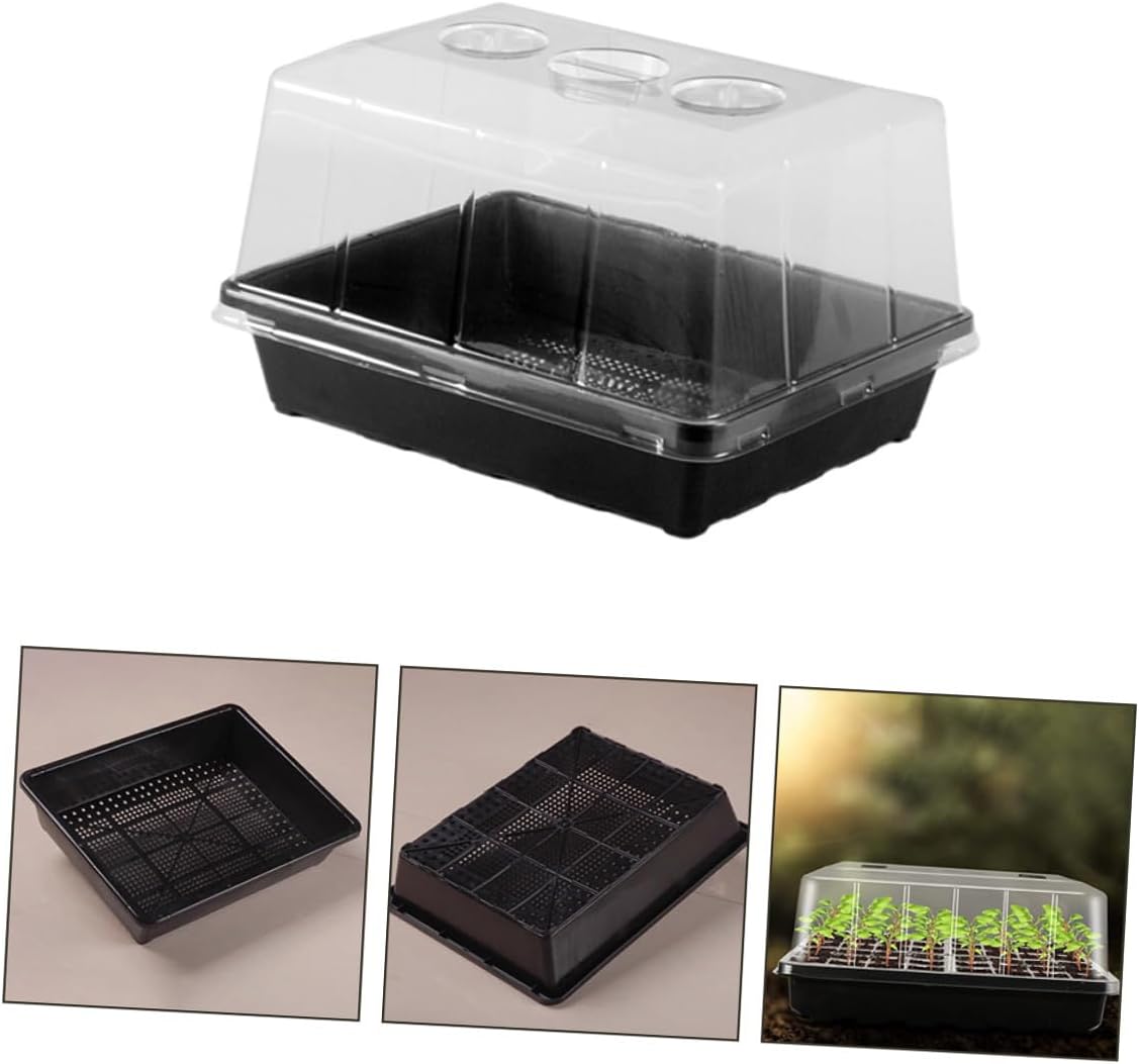 Luxshiny Seedling Growing Tray with Dome and Deep Cells for Germination, Plant Growing Tray Nursery Supply Suitable for Indoor Greenhouse and Seed Starting