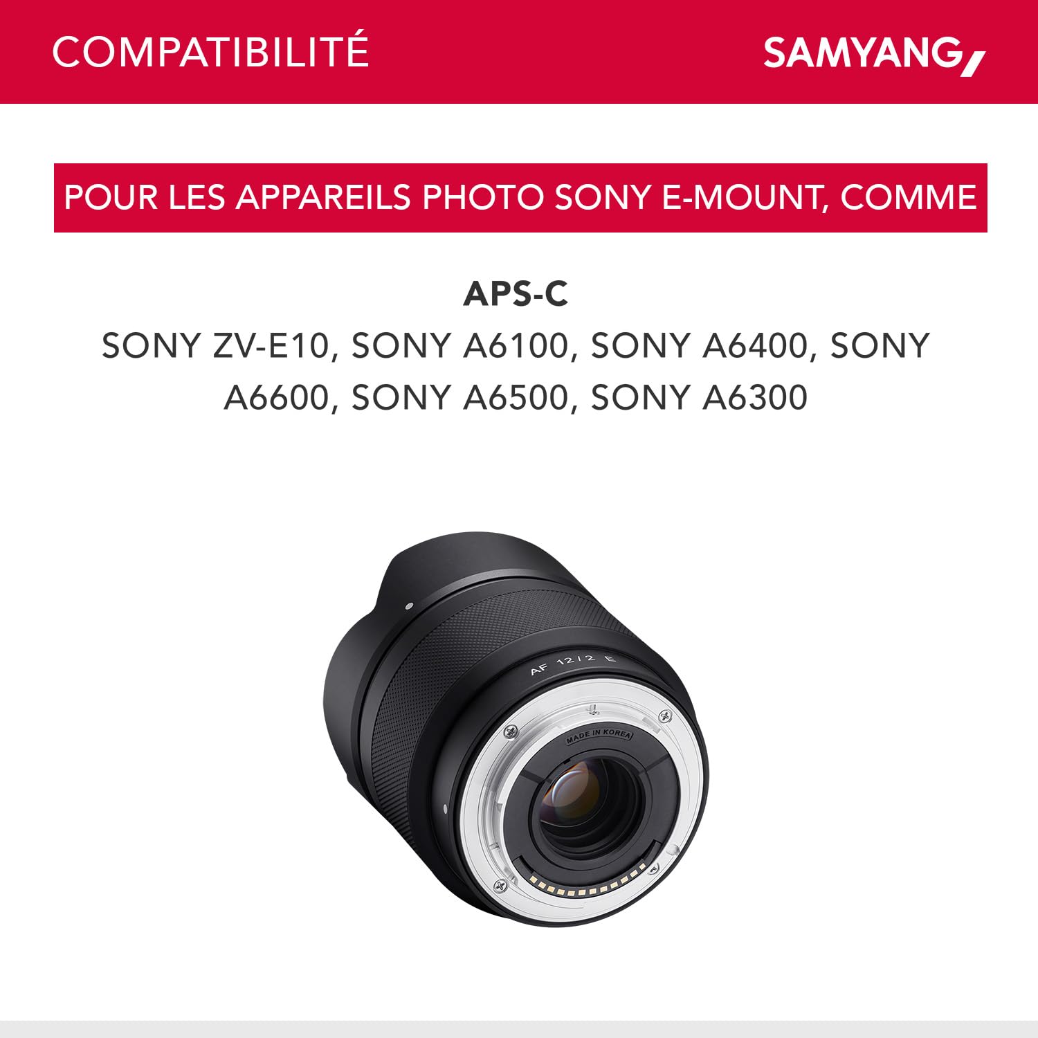 Samyang AF 12 mm F2.0 E pour Sony E - Autofocus APS-C Objectif à focale fixe grand angle pour Sony E Mount APSC