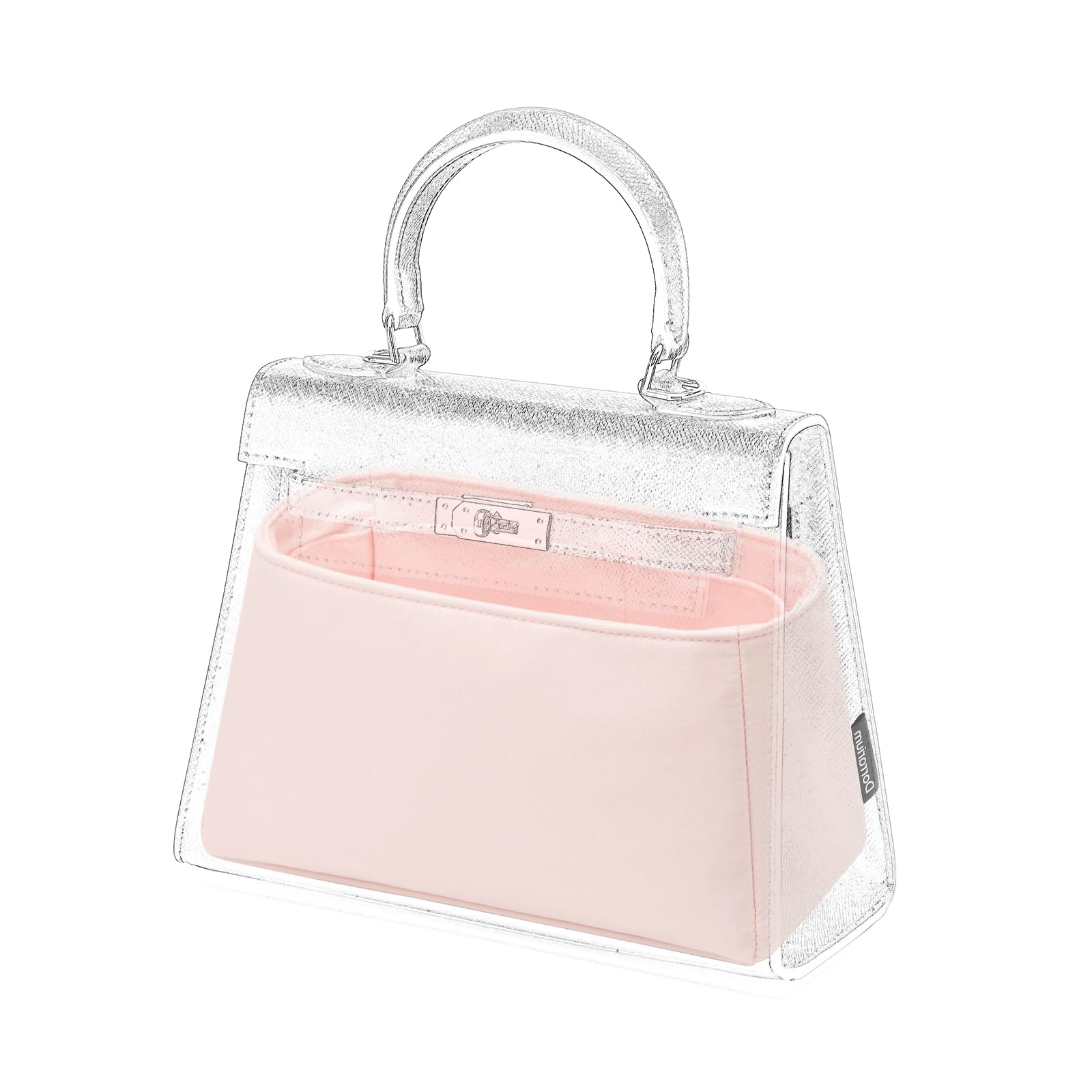Silk Purse Organizer Insert Fits Hermes Kelly, Luxury Satin Bag Shaper with Divider, Silky Smooth Non-Slip Handbag Organizer for Designer Bags