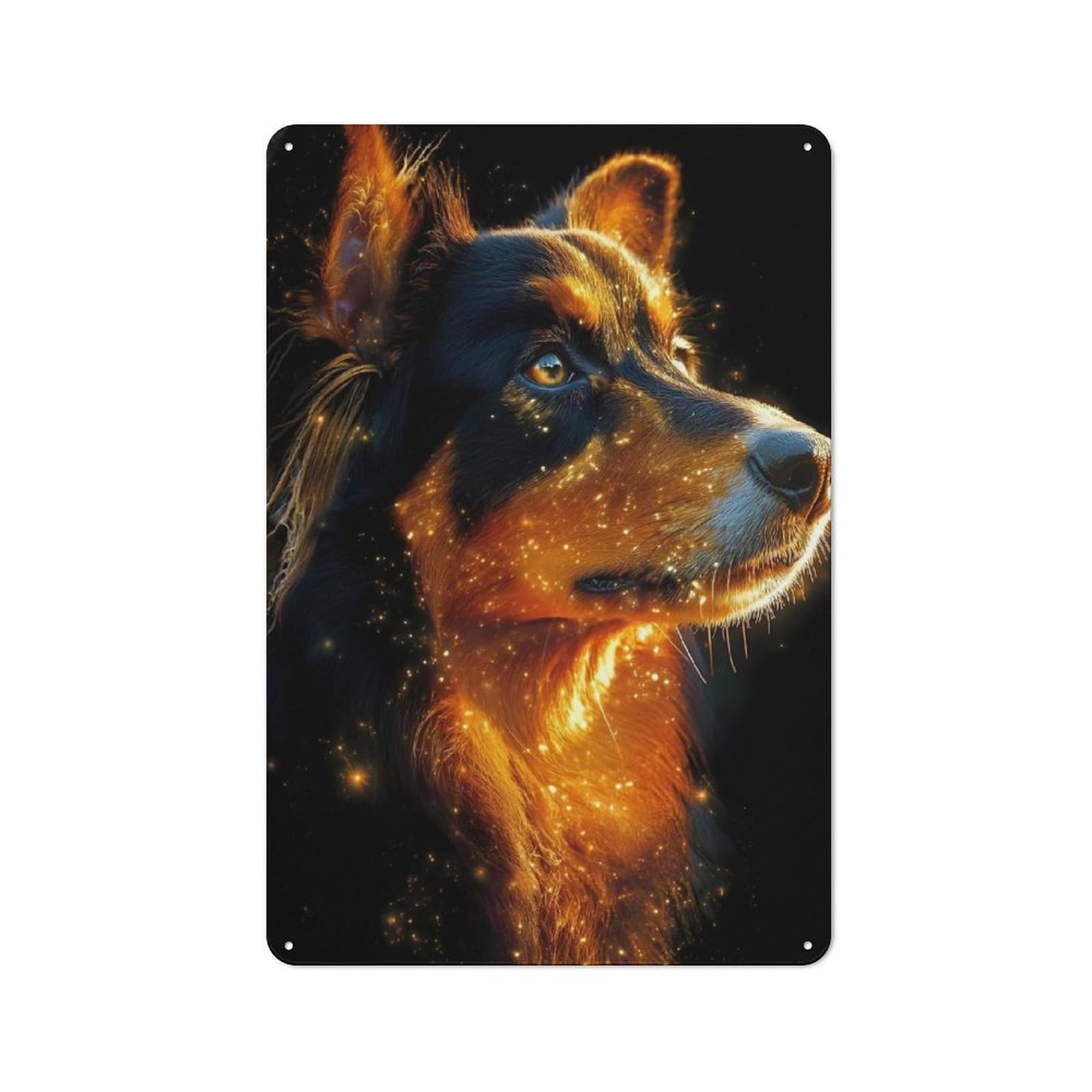 Junmoney Golden Australian Shepherd Dog Portrait Shop Front Style Cafe Metal Sign 30X20cm, Bistro Wall Plaque For Tea Room, Shop Wall Or Breakfast Area