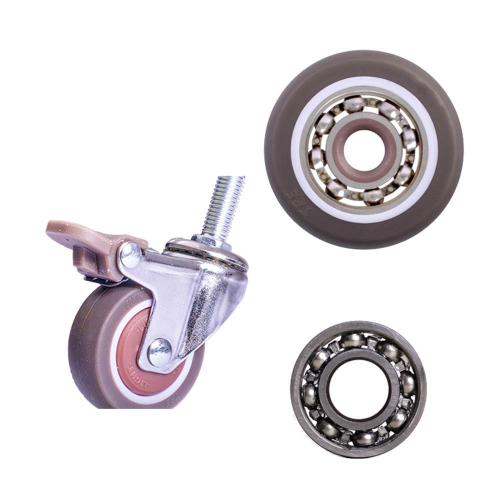 Ruote girevoli per mobili da 2" Ruote girevoli in Gomma TPE con Freni Carico Massimo Silenzioso 120 kg/264 libbre Asta di Montaggio filettata Altezza 100 mm con Dadi e Chiavi, con