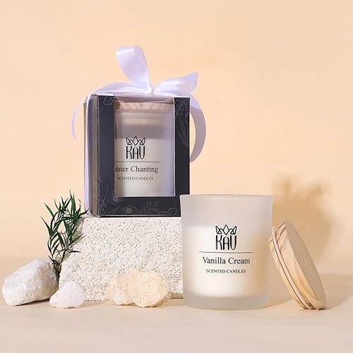 Miniatura 7 de Velas perfumadas de 4.59 oz  Vela perfumada de crema de vainilla KAV para decoración del hogar, cera de soja natural, vela premium para mujeres y