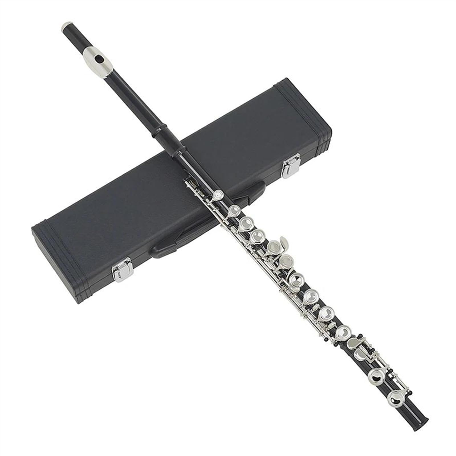 Flauta De Cuproníquel Con Llave Plateada, 16 Agujeros, Agujero Cerrado, Tono C, Flauta Negra Con Accesorios De Flauta Flauta Travesera Kit