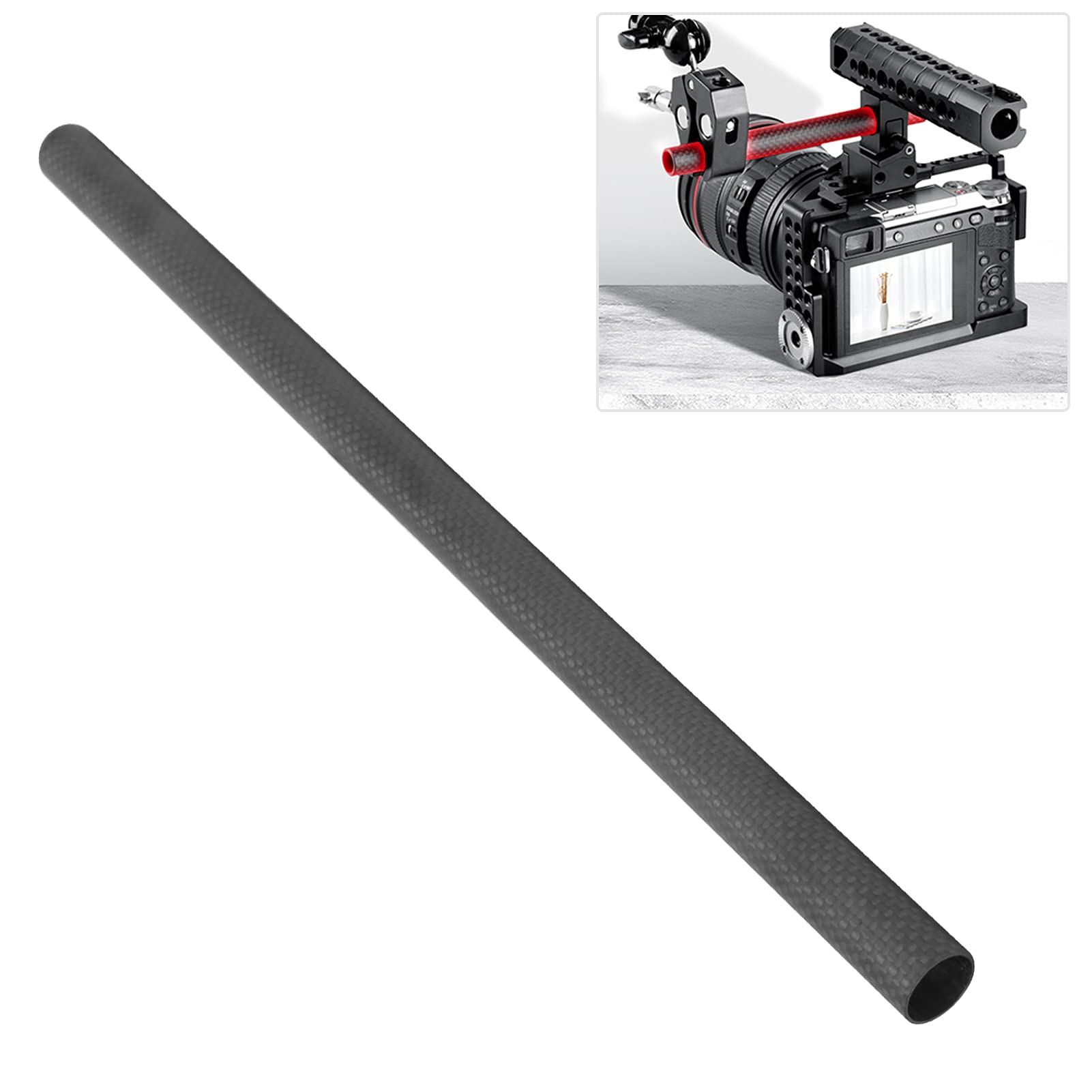 Akozon 19mm Kamera Carbon Faser Ruten 19mm Rod Carbon Fiber Tube Rod Rod Rail System Follow Focus Camera Cage Kit für Kamera Foto (40cm)