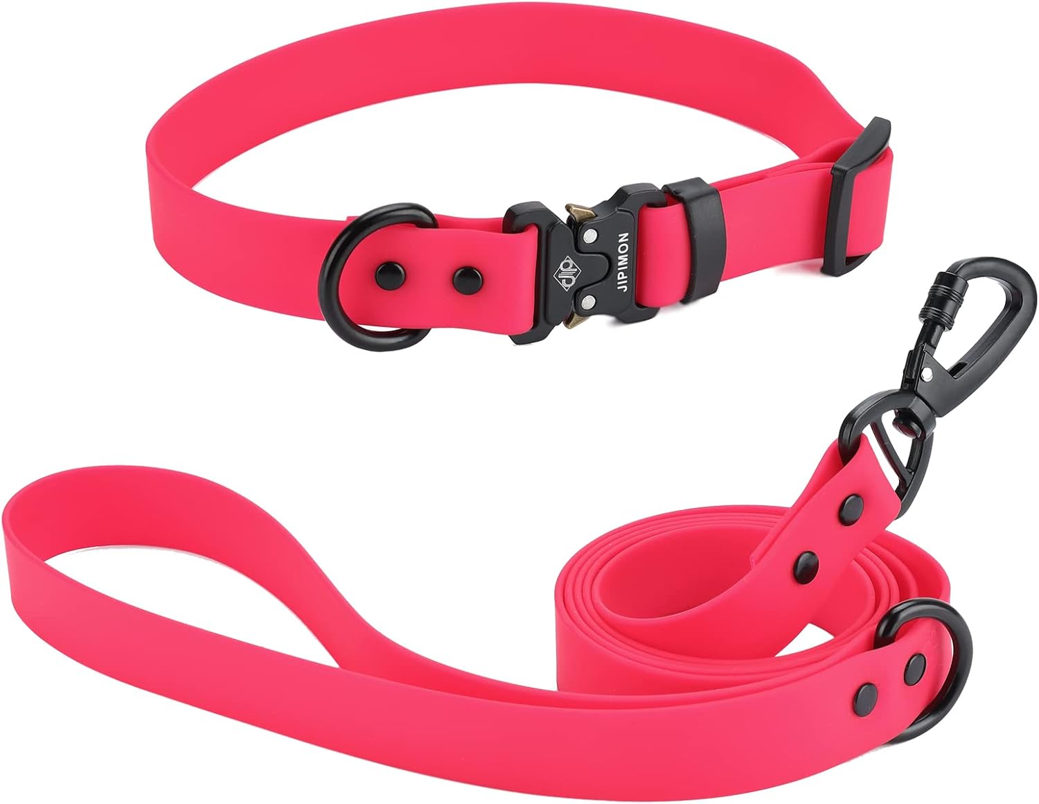 Waterproof Dog Collar and Leash Set Adjustable Quick Release Buckle Collar Leash for Small Medium Large Dogs (Large, Purple)