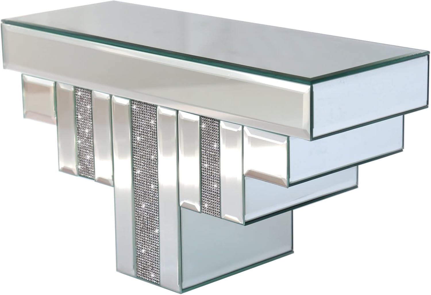 Bookcases, Shelving & Storage Decor Luxury Silver Crushed Crystal
