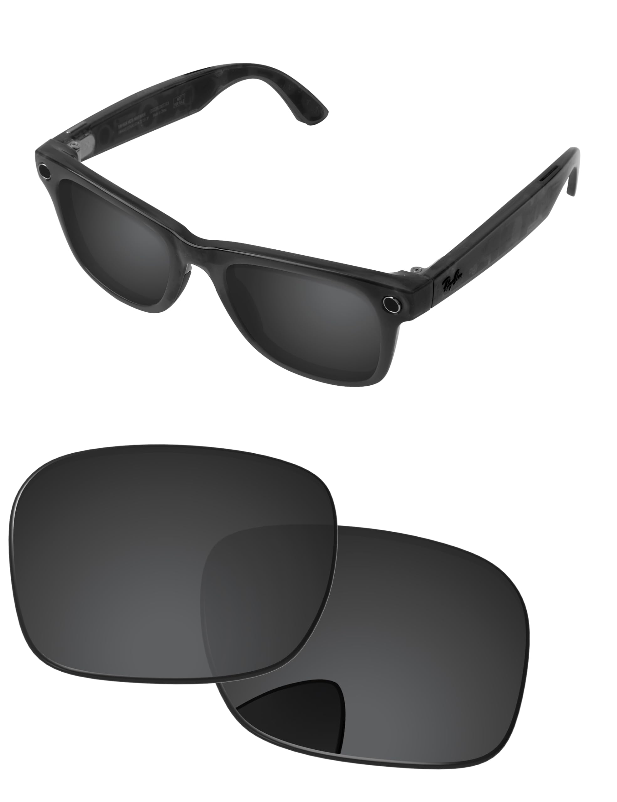 Replacement Lenses for Ray-Ban Meta Wayfarer RW4006 &amp; RW4012 50mm AI Glasses - Photochromic, Anti Blue Light Lens
