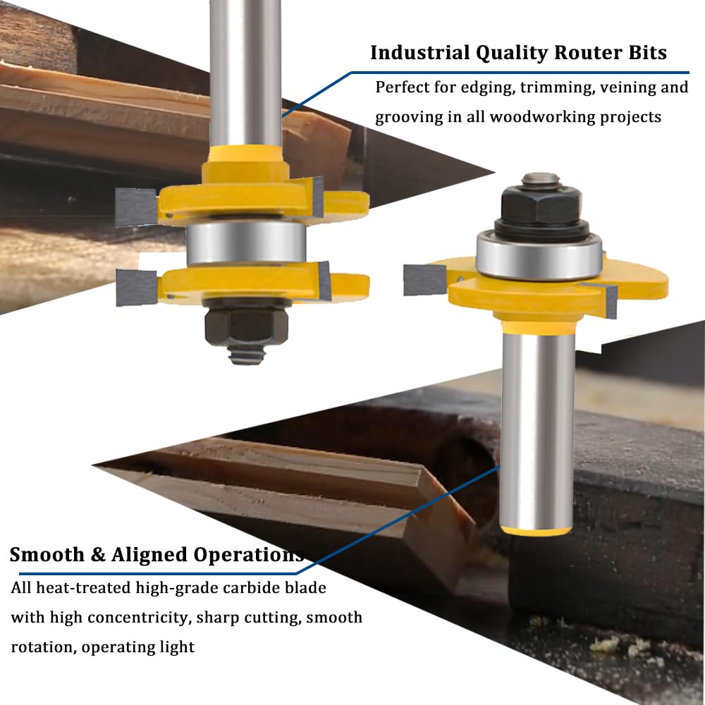 MAYLINE Router Bit Set 1/2 Inch Shank 3 PCS, Woodwork Milling Groving Cutter Router Bits Sets - Image 2