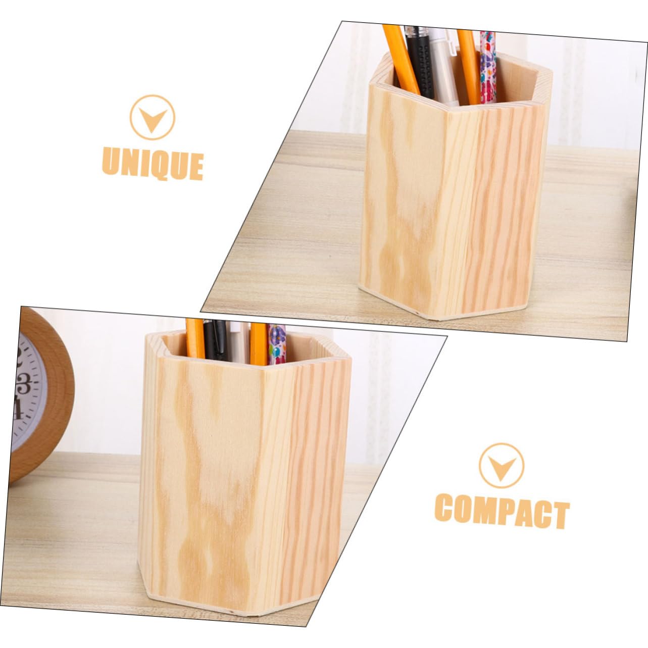 Ciieeo 4 Set Barile Di Stoccaggio in Legno Tazza Portapenne Porta Penna Portapenne Vuoto Portabicchieri Per Penne Portapenne Da Ufficio Tazza Della Matita Di Legno Khaki 4 Pezzi * 4