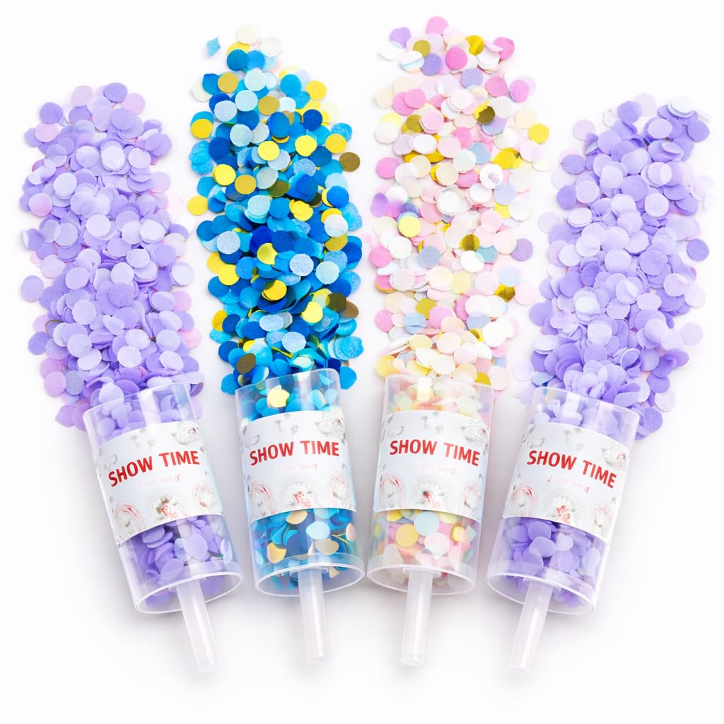 Kidspitara Popper Cannon | Multicolor Party Confetti Shooter | Birthday, Baby Shower, Anniversary, Wedding & Celebration Décor | Pack of 4