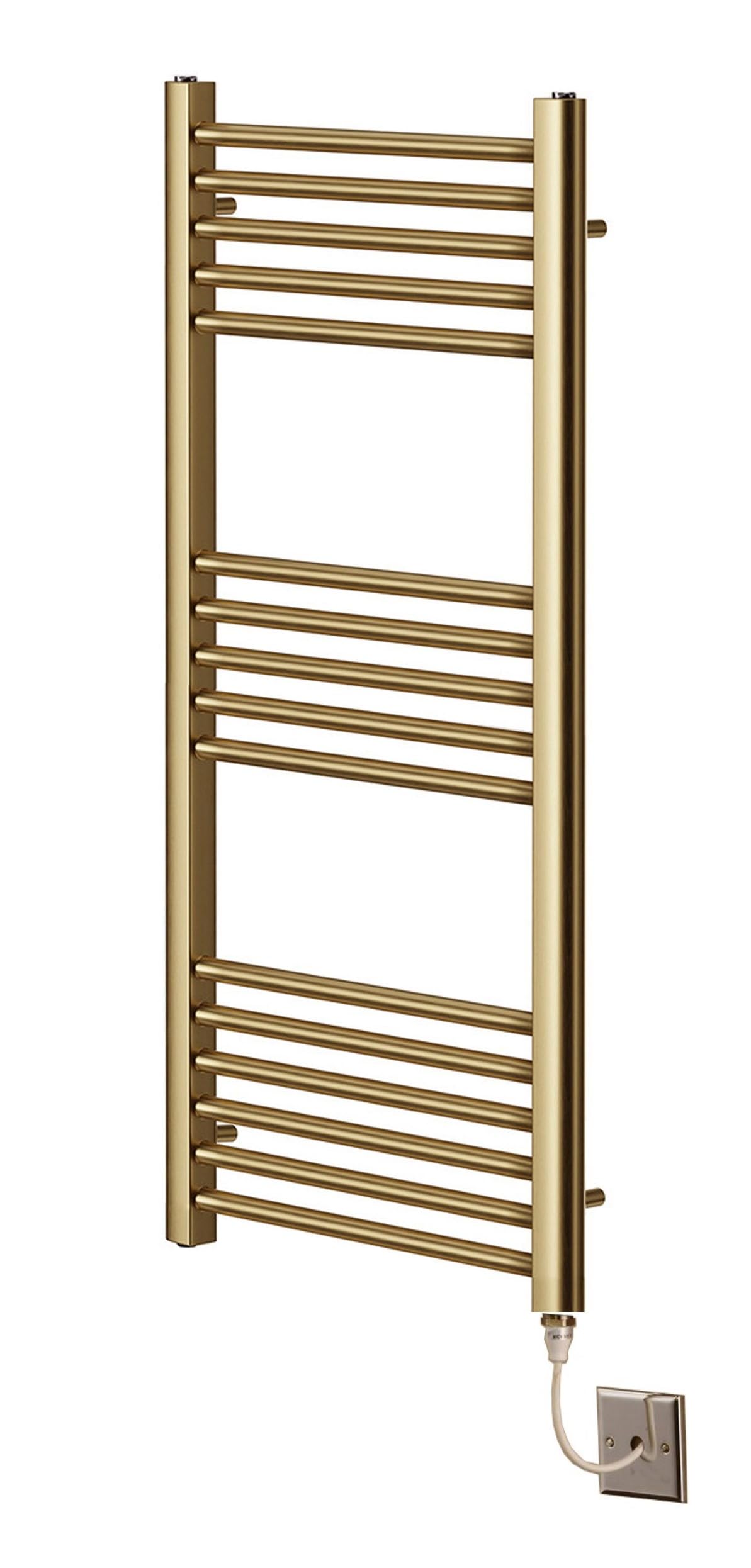 Greened House Brushed Brass Electric Heated Towel Rail 500mm W x 1000mm H