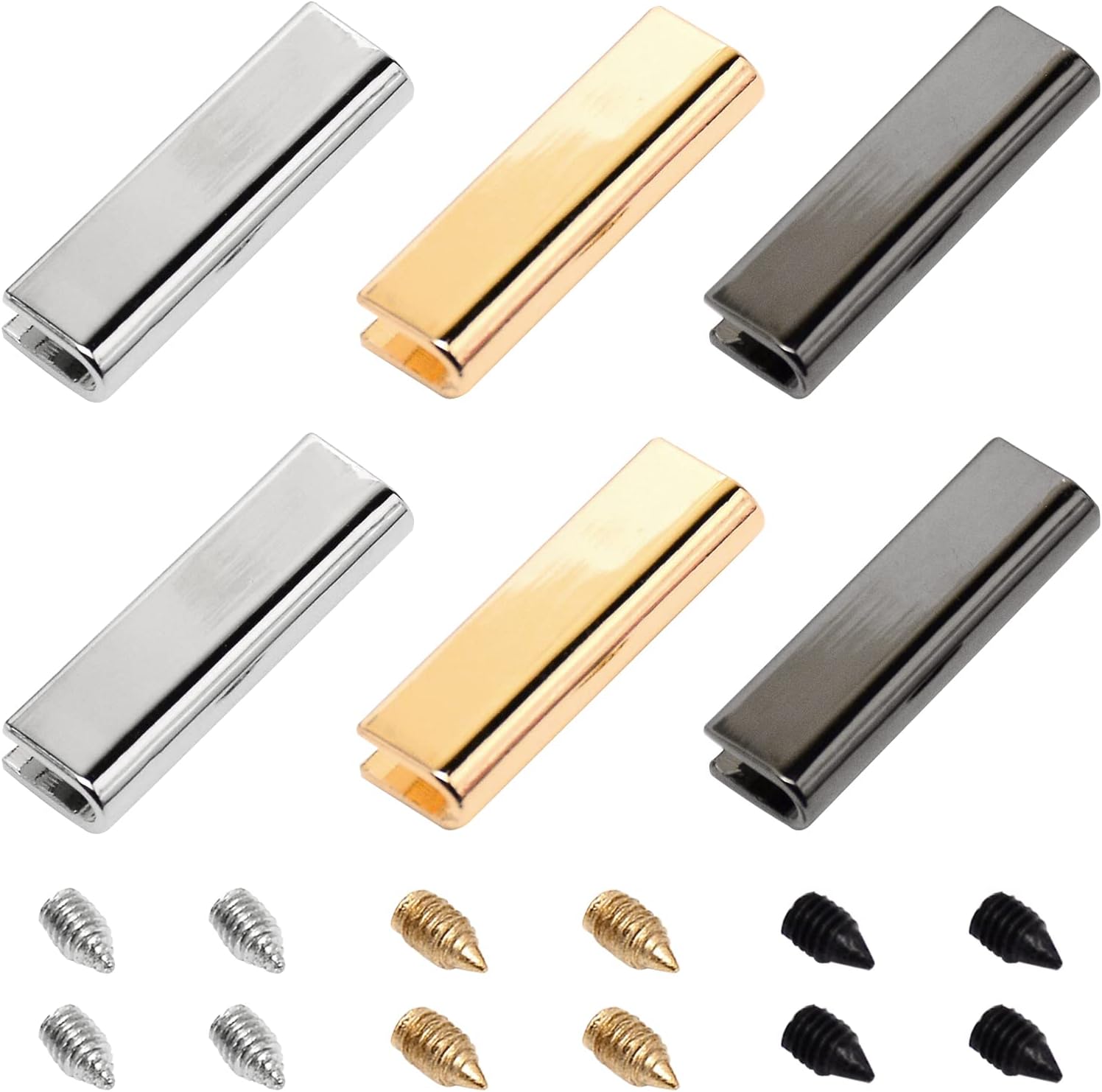 3 Colors 6 Set Belt Tip with 12pcs Screw Belt Buckle End Tip